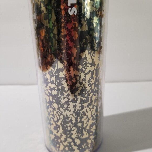 Starbucks Travel Mug Black Silver Foil Hot & Cold Cup with Lid 16oz Holiday 2019 - Picture 2 of 8